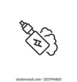 Icono de línea electrónica de cigarrillo. signo de estilo lineal para concepto móvil y diseño web. Icono vectorial de contorno de dispositivo de vaping. Símbolo, ilustración del logotipo. Gráficos vectoriales