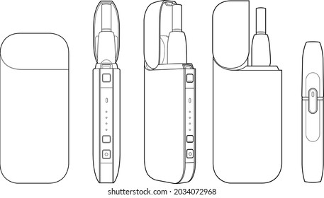 an electronic cigarette in a linear style. a system for heating tobacco. isolated cigarette pattern