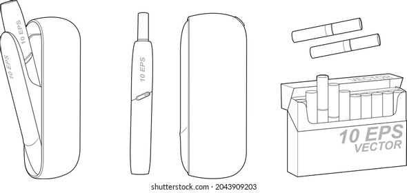 an electronic cigarette in a linear style. a system for heating tobacco. isolated cigarette 