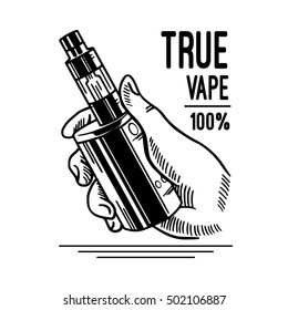 Electronic cigarette and liquid, Vape shop vector monochrome badges, emblems