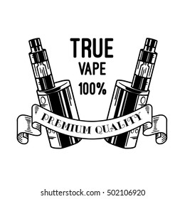 Electronic cigarette and liquid, Vape shop vector monochrome badges, emblems