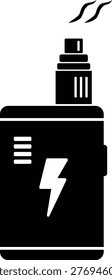 ELECTRONIC CIGARETTE MOD SILHOUETTE WITH LIGHTNING BOLT AND VAPOR  (EPS VECTOR ARTWORK)