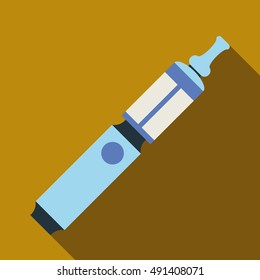 Electronic cigarette with mouthpiece icon in flat style with long shadow. Smoking symbol vector illustration