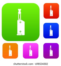 Electronic cigarette with mouthpiece set icon in different colors isolated vector illustration. Premium collection