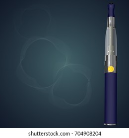 Electronic cigarette on blue background. Vector illustration.