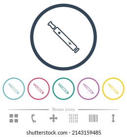 Electronic cigarette outline flat color icons in round outlines. 6 bonus icons included.