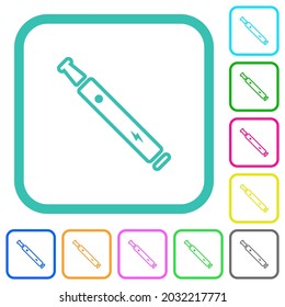 Electronic cigarette outline vivid colored flat icons in curved borders on white background