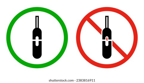 Electronic cigarette permission and prohibited icon set. Vector.