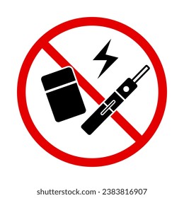 Electronic cigarette prohibited icon. Electronic cigarette restricted area. Vector.