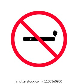 electronic cigarette prohibiting sign red circle isolated on white background, vector icon