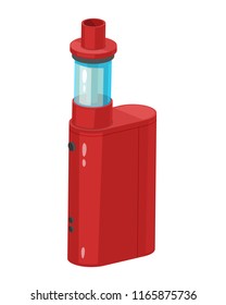 Electronic cigarette with a smoke cartridge and fruit flavors. Modern electronic device Vape, replacement of conventional paper smoking cigarettes with tobacco. Vector illustration.