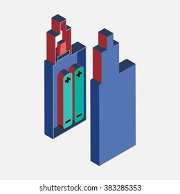 electronic cigarette with smoke on colored background flat style
