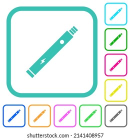 Electronic cigarette solid vivid colored flat icons in curved borders on white background