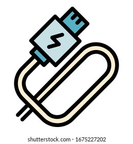 Electronic cigarette usb cable icon. Outline electronic cigarette usb cable vector icon for web design isolated on white background