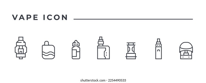 Electronic cigarette. Vape icon accessories line vector illustration.