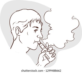 Electronic cigarette , Vape shop vector monochrome badges, emblems