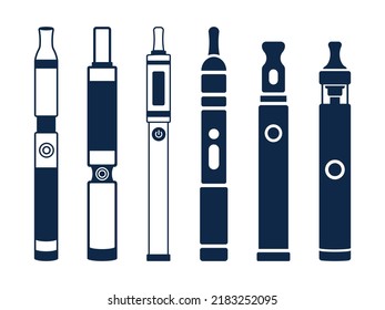 Electronic Cigarette, Vape Smoke Clip Art Set. Flat Illustration Colorful, And Free Vector Downloadable.