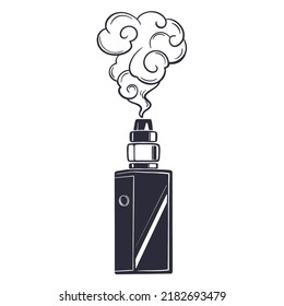 Electronic cigarette vape with smoke vector icon