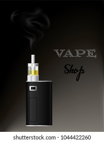 Electronic cigarette vaporizer smoke.VAPE SHOP. Vaporizer with liquid. Vector.