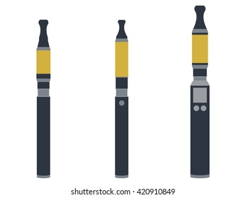 Electronic cigarette. Various types vaporizers. Vector.