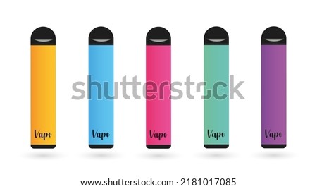 Electronic cigarette vector icon. Colorful vape icon set. Vector illustration