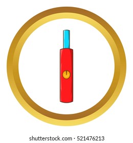 Electronic cigarette vector icon in golden circle, cartoon style isolated on white background