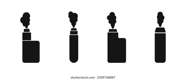 Ícones eletrônicos do vetor de cigarro. Fumador eletrônico. Dispositivo de vaporização. Conjunto de ícones do Vape.