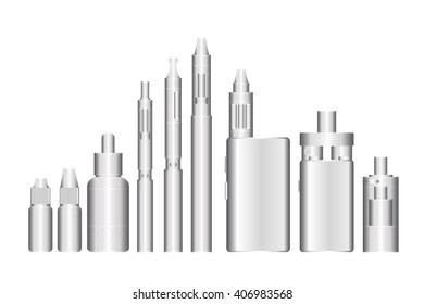 Electronic cigarette  Vector illustration of vape.  Steel three-dimensional image on a white background.