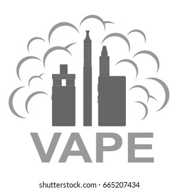 Electronic cigarette.  Vector illustration of vape. Dark print on white background .
