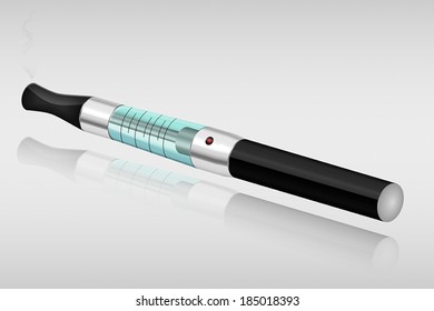 Electronic cigarette vector illustration with vapor and reflection