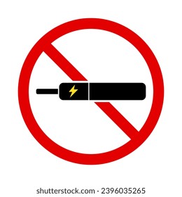 Electronic cigarette warning icon. E-cigarette prohibition. Vector.
