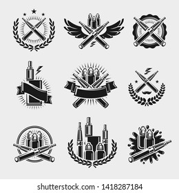 Electronic cigarettes labels and elements set. Collection icon electronic cigarettes. Vector
