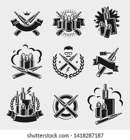 Electronic cigarettes labels and elements set. Collection icon electronic cigarettes. Vector
