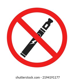 Electronic cigarettes are not allowed to smoke on a white background. Vector illustration