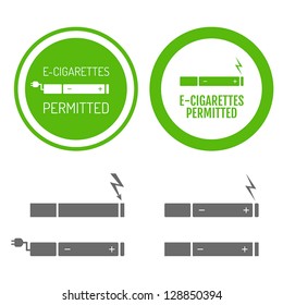 Electronic cigarettes permitted sign with set of icons