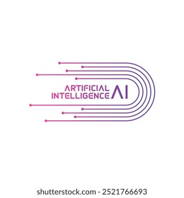 electronic circuit and AI concept. artificial intelligence logo. artificial intelligence concept