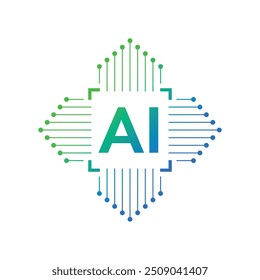 electronic circuit and artificial intelligence. chip and ai concept. artificial intelligence interface