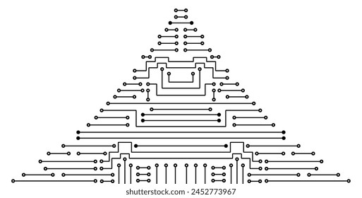 Electronic circuit background. Pyramid form. High tech concept. Digital banner.