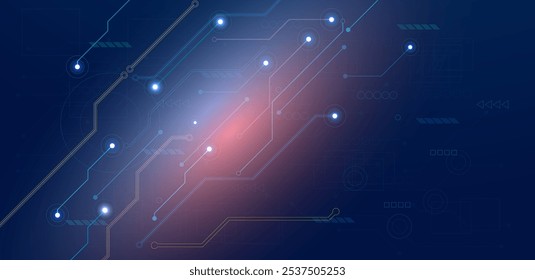 Electronic circuit board AI. Computer technology background vector