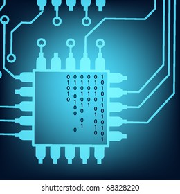 electronic circuit board with chip. technology vector background. EPS10
