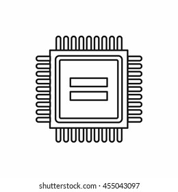 Electronic circuit board icon in outline style isolated vector illustration