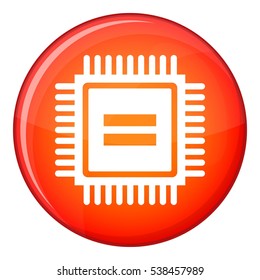 Electronic circuit board icon in red circle isolated on white background vector illustration