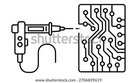 Electronic circuit board inspection with a precision probe, illustrating pcb testing tools for diagnosis and repair processes