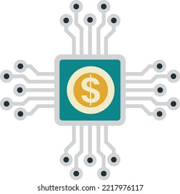 electronic circuit board and money illustration in minimal style isolated on background