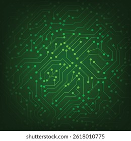 Electronic circuit board on black background.