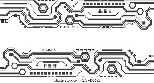 Electronic circuit board on white background .Technological banner background.Technical drawing of the future .Vector illustratio