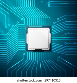 electronic circuit board with processor, excellent vector illustration, EPS 10