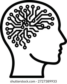 Electronic circuit board representing brain thought process machine learning advanced processing data analysis