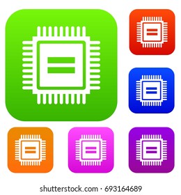 Electronic circuit board set icon in different colors isolated vector illustration. Premium collection