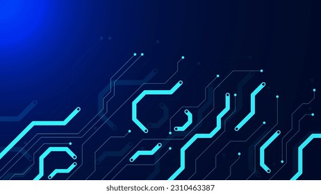 Tecnología de tarjetas de circuitos electrónicos para la visualización digital de grandes datos. Concepto de PCB de Scifi abstracto azul. Ilustración vectorial.